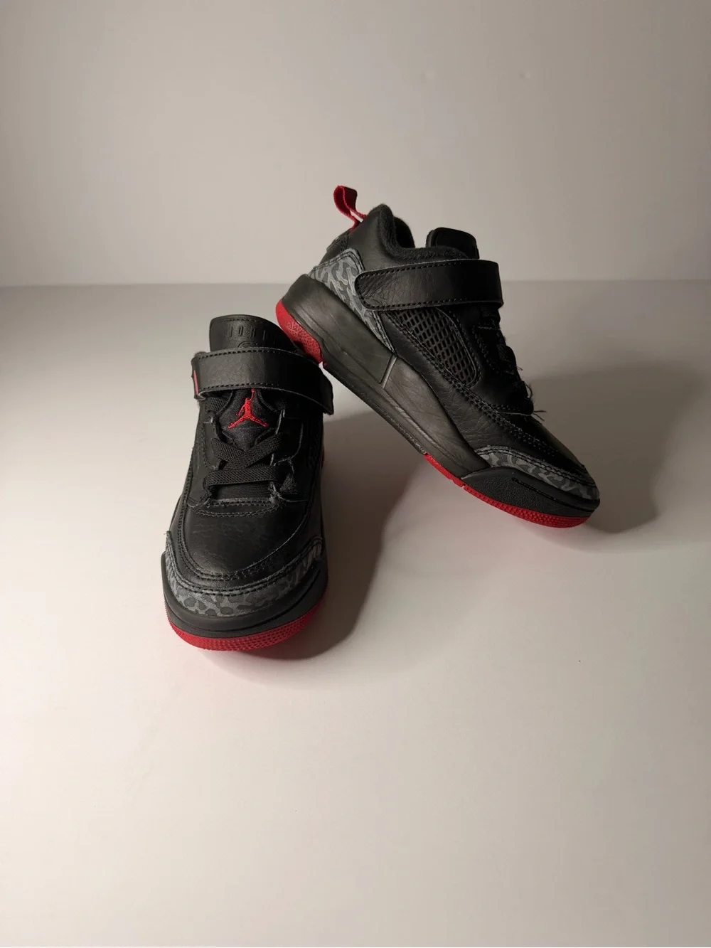 Kids Black and Red Basketball Sneakers with Strap